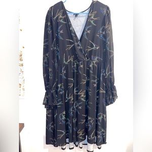 torrid printed dress with sheer sleeves